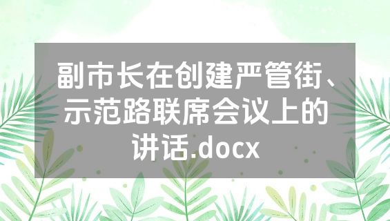 副市长在创建严管街、示范路联席会议上的讲话.docx