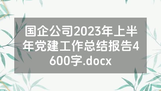 国企公司2023年上半年党建工作总结报告4600字.docx