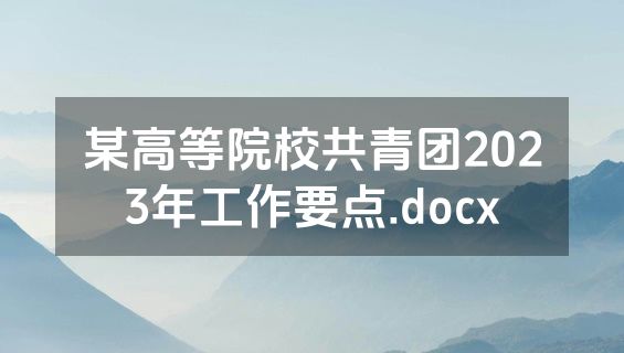 某高等院校共青团2023年工作要点.docx
