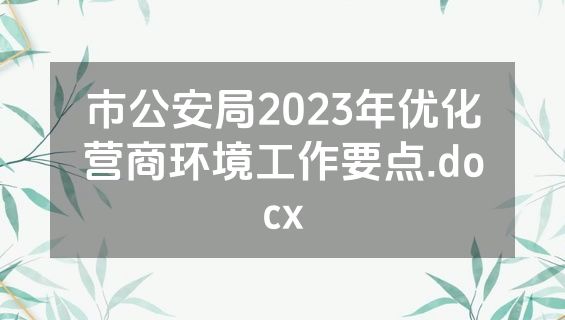 市公安局2023年优化营商环境工作要点.docx