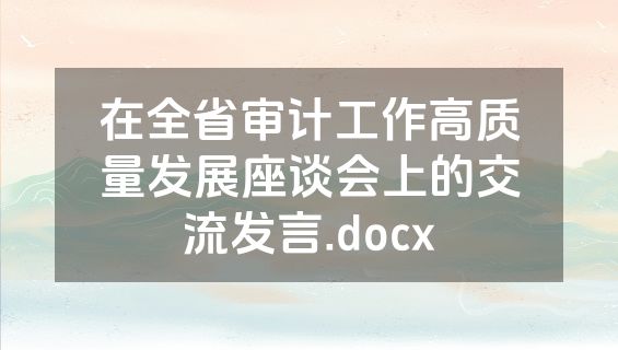 在全省审计工作高质量发展座谈会上的交流发言.docx