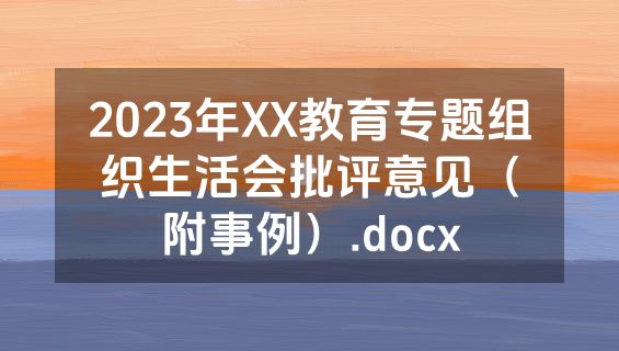 2023年XX教育专题组织生活会批评意见（附事例）.docx