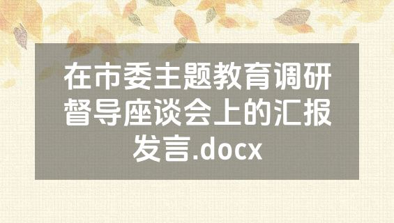 在市委主题教育调研督导座谈会上的汇报发言.docx