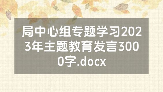 局中心组专题学习2023年主题教育发言3000字.docx