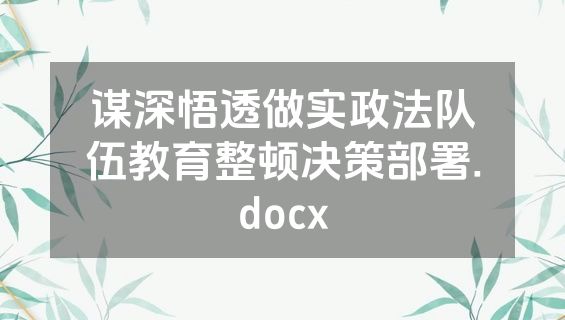 谋深悟透做实政法队伍教育整顿决策部署.docx