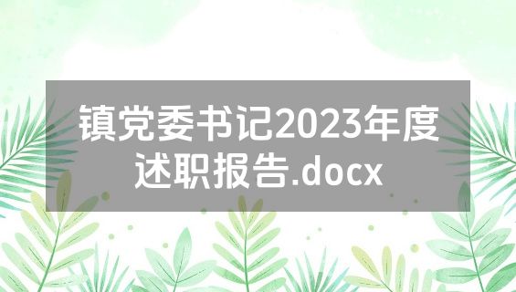 镇党委书记2023年度述职报告.docx