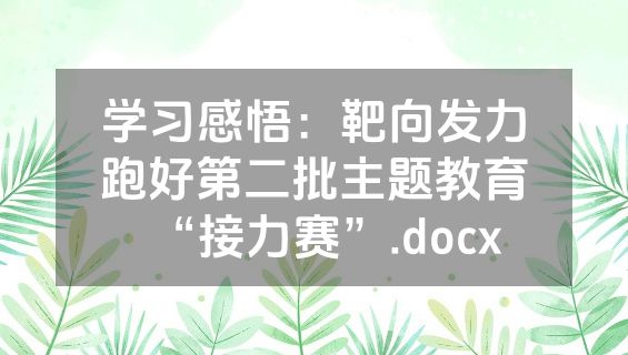 学习感悟：靶向发力跑好第二批主题教育“接力赛”.docx