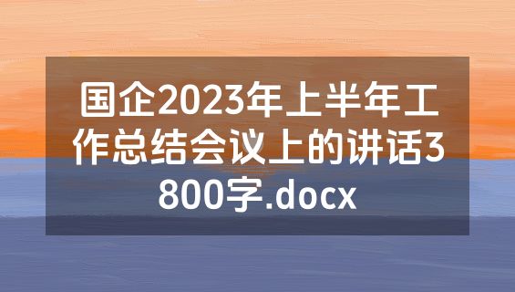 国企2023年上半年工作总结会议上的讲话3800字.docx