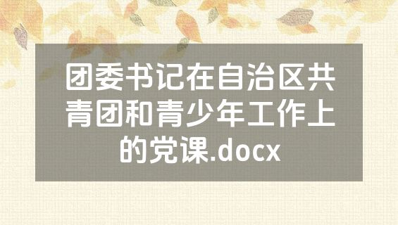 团委书记在自治区共青团和青少年工作上的党课.docx