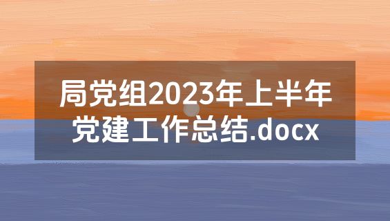 局党组2023年上半年党建工作总结.docx