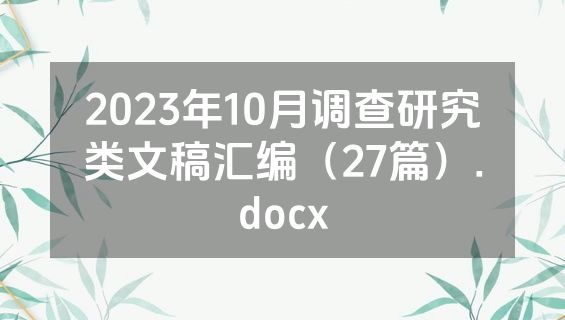 2023年10月调查研究类文稿汇编（27篇）.docx