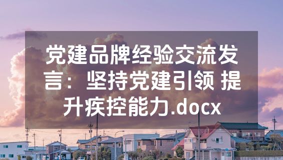 党建品牌经验交流发言：坚持党建引领 提升疾控能力.docx
