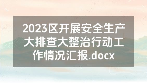2023区开展安全生产大排查大整治行动工作情况汇报.docx