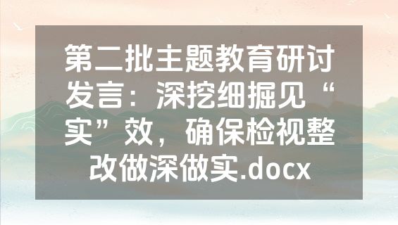 第二批主题教育研讨发言：深挖细掘见“实”效，确保检视整改做深做实.docx
