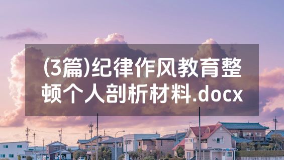 (3篇)纪律作风教育整顿个人剖析材料.docx