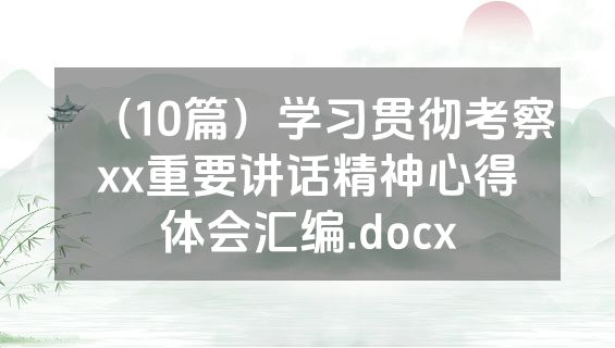 （10篇）学习贯彻考察xx重要讲话精神心得体会汇编.docx