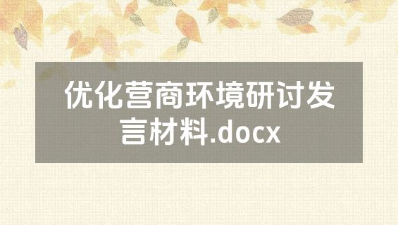 优化营商环境研讨发言材料.docx