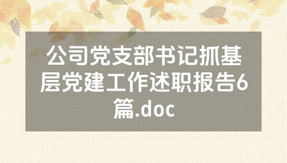 公司党支部书记抓基层党建工作述职报告6篇.doc