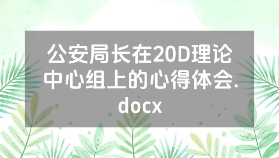 公安局长在20D理论中心组上的心得体会.docx