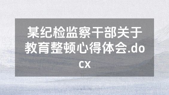 某纪检监察干部关于教育整顿心得体会.docx