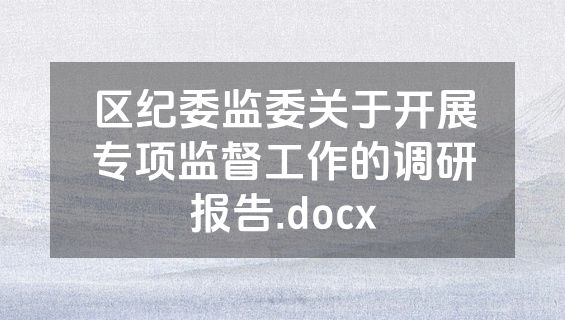 区纪委监委关于开展专项监督工作的调研报告.docx