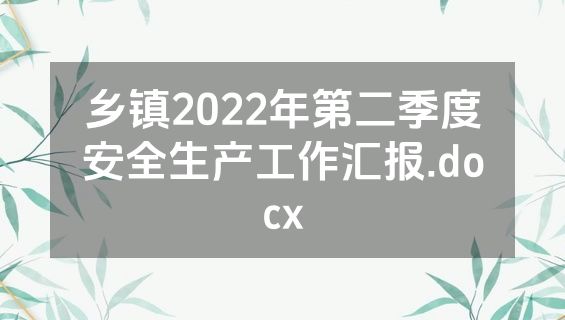 乡镇2022年第二季度安全生产工作汇报.docx