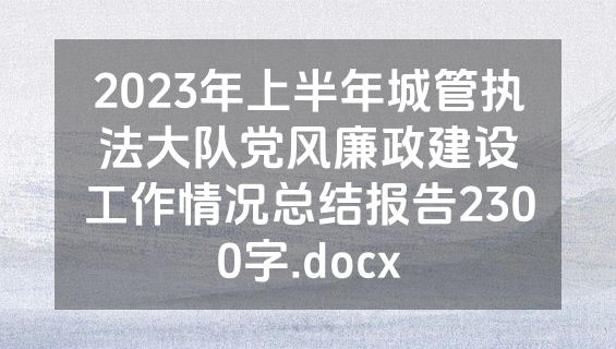 2023年上半年城管执法大队党风廉政建设工作情况总结报告2300字.docx
