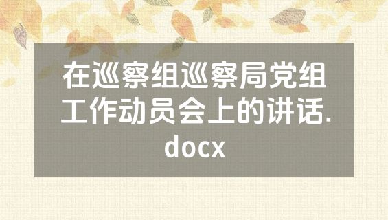 在巡察组巡察局党组工作动员会上的讲话.docx