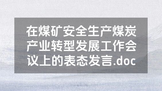 在煤矿安全生产煤炭产业转型发展工作会议上的表态发言.doc
