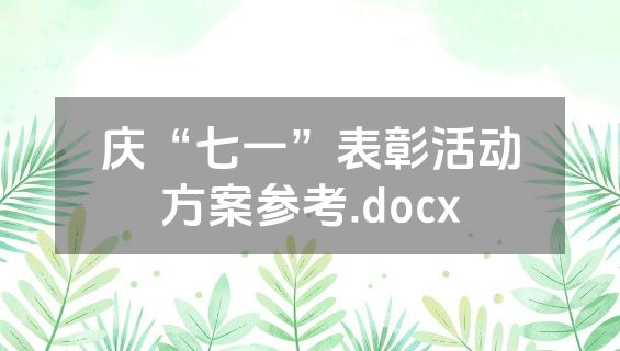 庆“七一”表彰活动方案参考.docx