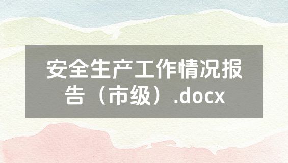 安全生产工作情况报告（市级）.docx