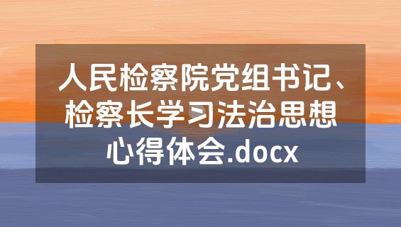 人民检察院党组书记、检察长学习法治思想心得体会.docx