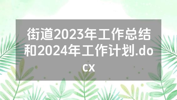 街道2023年工作总结和2024年工作计划.docx