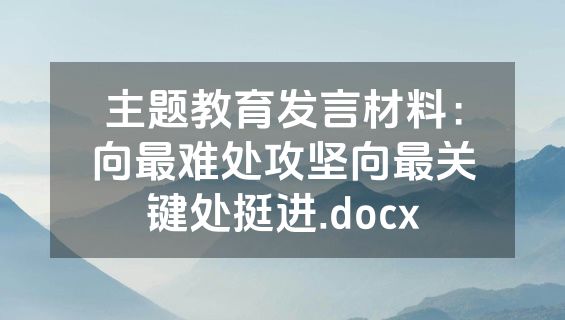 主题教育发言材料：向最难处攻坚向最关键处挺进.docx