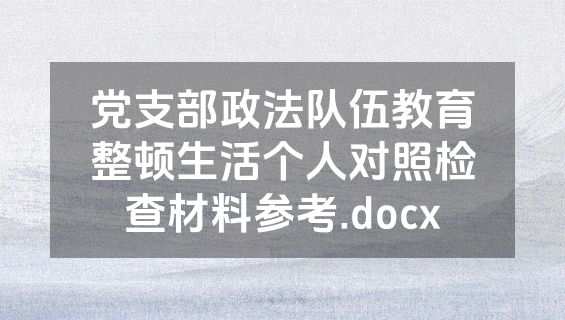 党支部政法队伍教育整顿生活个人对照检查材料参考.docx