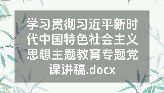 学习贯彻习近平新时代中国特色社会主义思想主题教育专题党课讲稿.docx