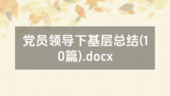 党员领导下基层总结(10篇).docx