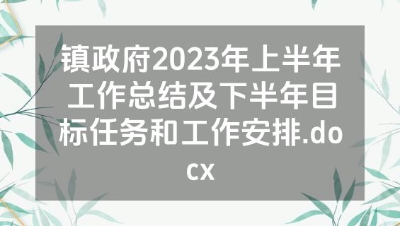 镇政府2023年上半年工作总结及下半年目标任务和工作安排.docx