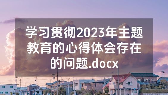 学习贯彻2023年主题教育的心得体会存在的问题.docx
