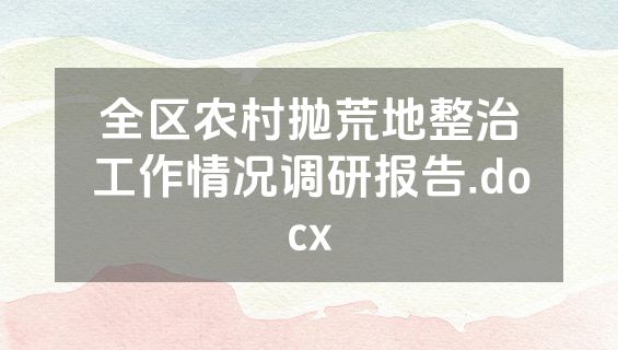 全区农村抛荒地整治工作情况调研报告.docx