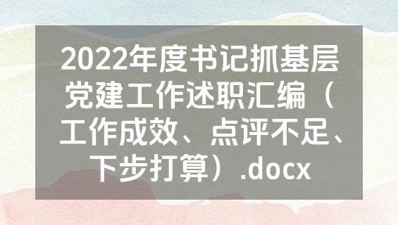 2022年度书记抓基层党建工作述职汇编（工作成效、点评不足、下步打算）.docx
