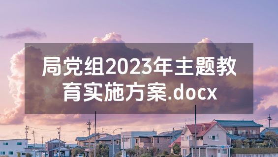 局党组2023年主题教育实施方案.docx