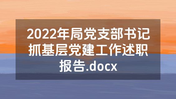 2022年局党支部书记抓基层党建工作述职报告.docx