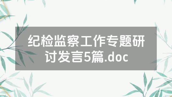 纪检监察工作专题研讨发言5篇.doc