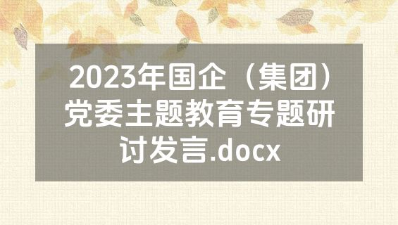 2023年国企（集团）党委主题教育专题研讨发言.docx
