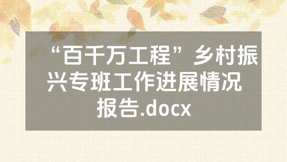 “百千万工程”乡村振兴专班工作进展情况报告.docx