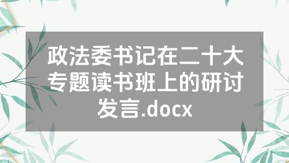政法委书记在二十大专题读书班上的研讨发言.docx