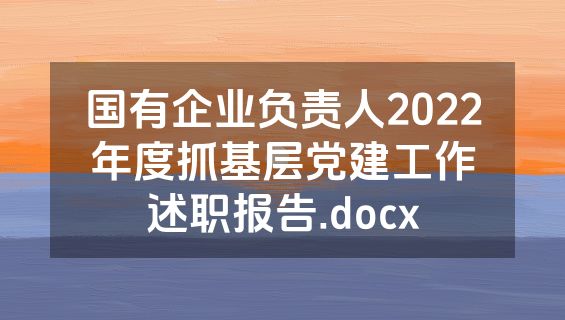 国有企业负责人2022年度抓基层党建工作述职报告.docx