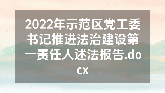 2022年示范区党工委书记推进法治建设第一责任人述法报告.docx