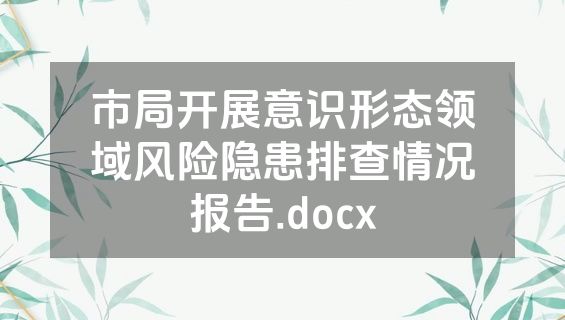 市局开展意识形态领域风险隐患排查情况报告.docx